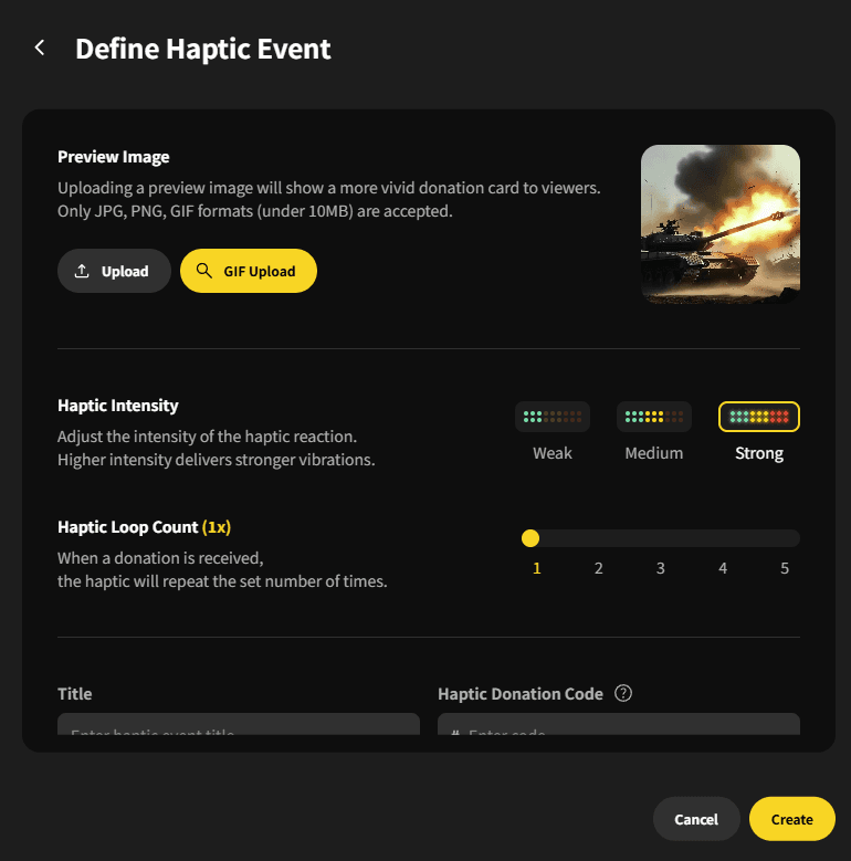 Configure Haptic Event