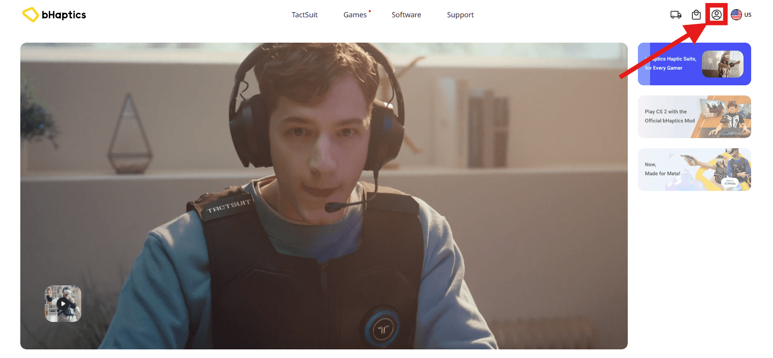 Go to the bHaptics Login Page